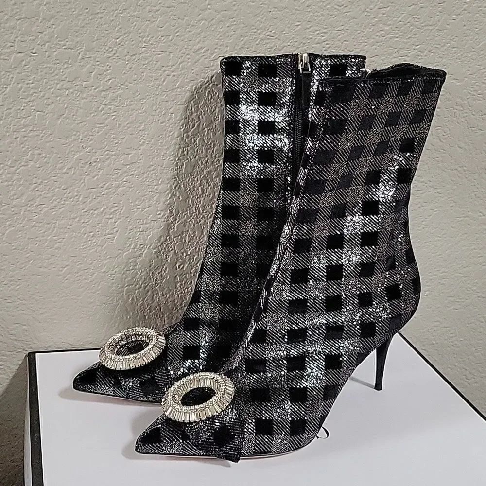 Gedebe Sakara Glitter Check Boots size 39.5